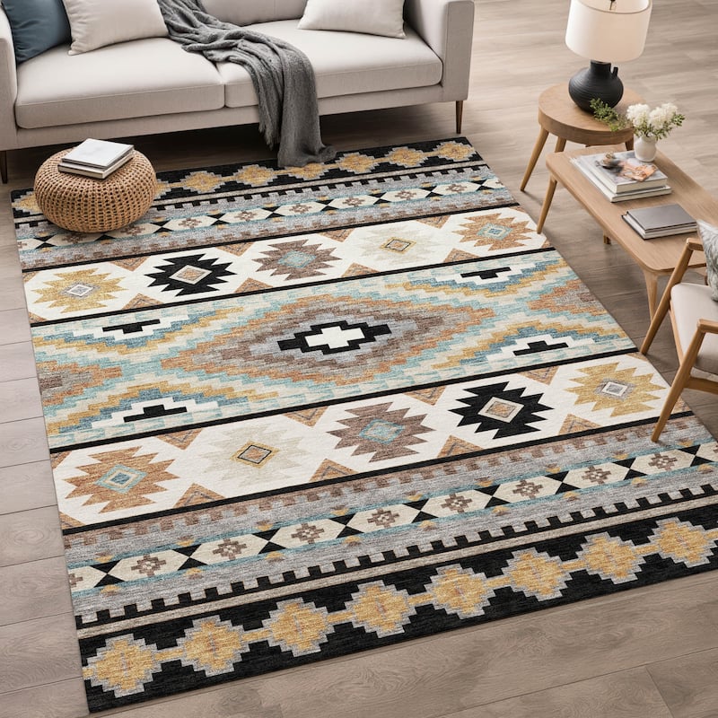 Machine Washable Indoor/ Outdoor Modern Ottawa Chantille Rug