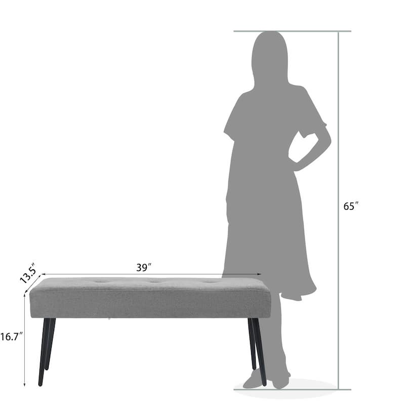 Adeco Modern End of Bed Bench Tufted Ottoman