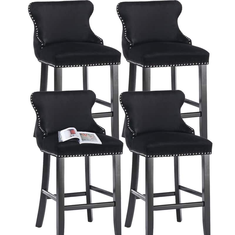 Upholstered Wing Back Bar Stools (Set of 4)