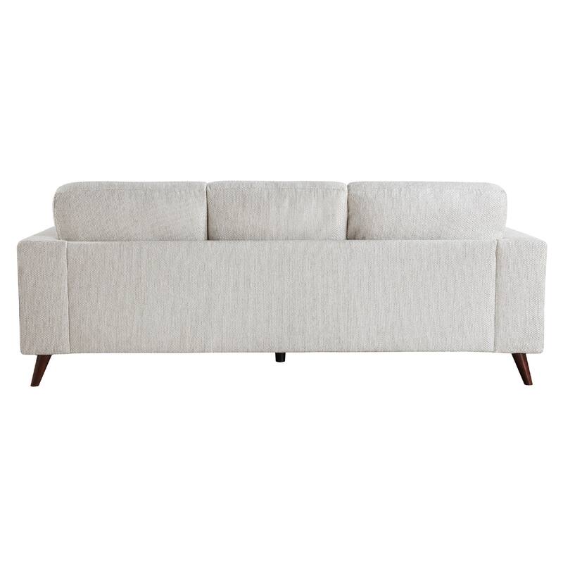 Ricca Sofa with 2 Pillows, Cloud White Chenille, Brown Legs, 87 Inch