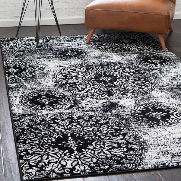 Unique Loom Grand Sofia Vintage Floral Area Rug or Runner Black 2.2