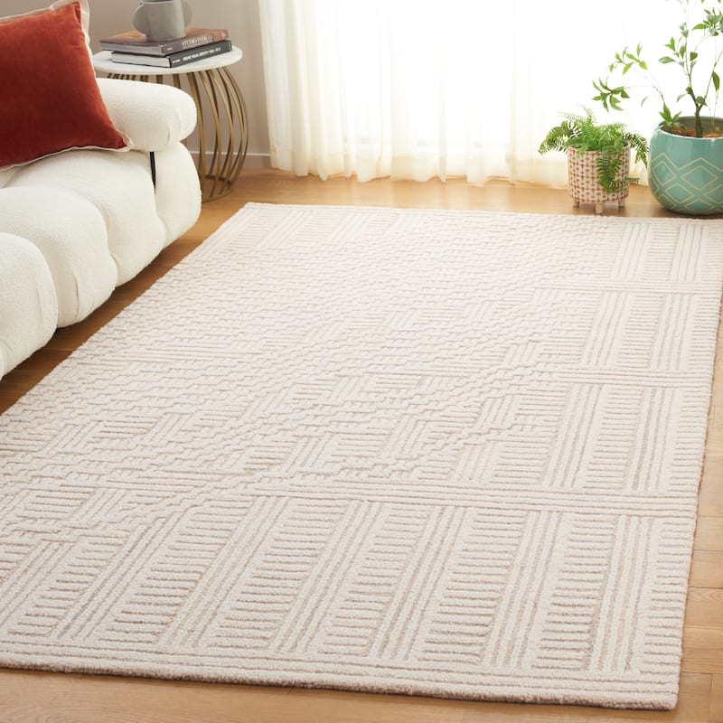 SAFAVIEH Handmade Harvest Niria Modern Contemporary Wool Rug - 6' x 9' - Beige/Ivory