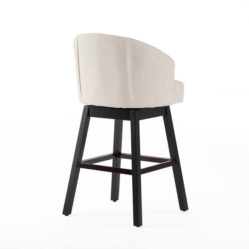Swivel Bar Stools with Back Set of 2, Upholstered Counter Height Barstools with Wood Frame, Footrest Casual Armrest Bar Stool