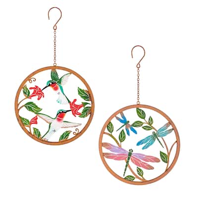 10" Diameter Rustic Friends Hand Painted Hanging Decor, Set of 2