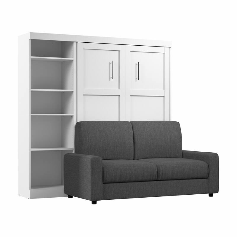 Queen Murphy Bed with Sofa and Shelving Unit (96W)