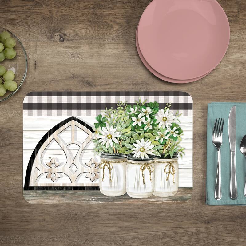 Reversible Wipe-clean Counterart Placemats Set of 4 - Vintage Farmhouse
