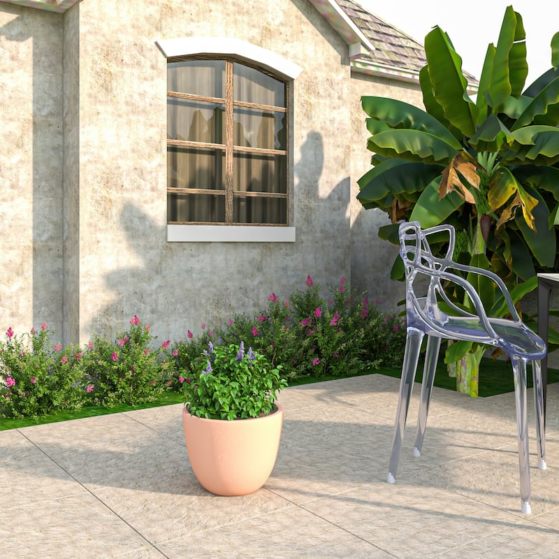 Dahlia Tapered Round Planter Pot in Fiberstone MGO Clay with Drainage for Indoor Outdoor Patio Balcony, Garden, or Living Room