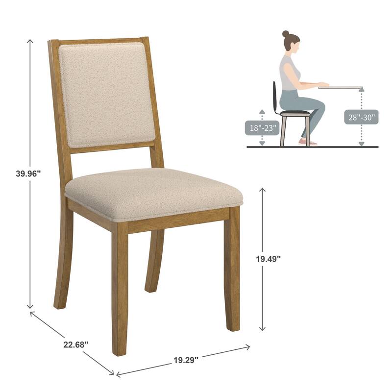 Harstad Wood Finish Cream Boucle Fabric Dining Chair (Set of 2) by iNSPIRE Q Modern