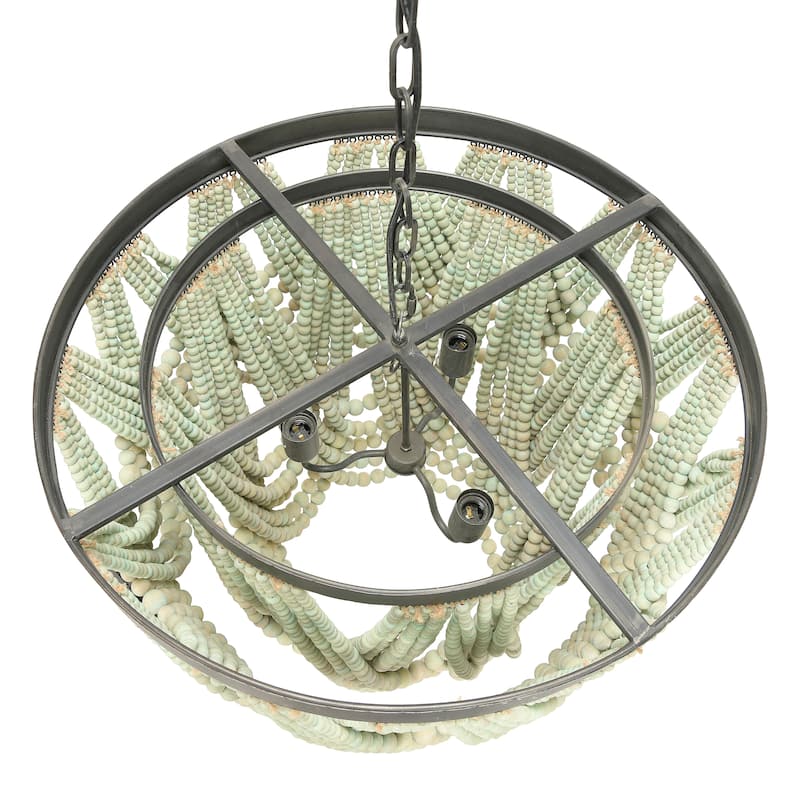2-Tier Draped Wood Bead Chandelier