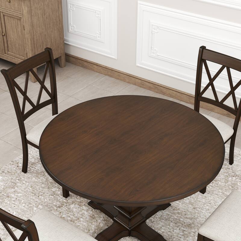 Roundhill Furniture Havre 5-Piece Pedestal Round Dining Set