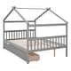 preview thumbnail 14 of 19, Full Size Wooden House Bed with Drawers Storage Bed for Kids, Teens, Girls, Boys Upholstered Platform Bed Easy Assembly