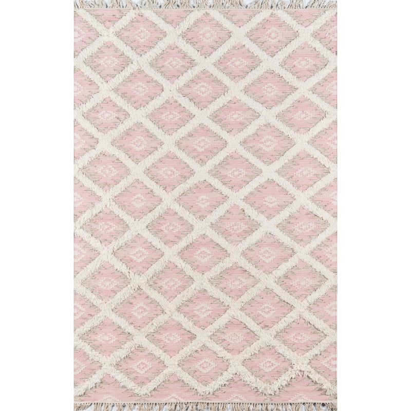 Momeni Harper Hand-woven Trellis Pattern Wool Contemporary Area Rug - 2' x 3' - Pink - Rectangle