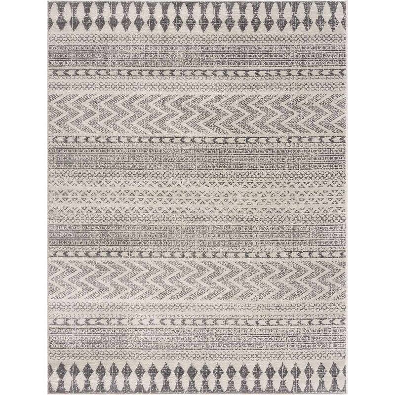Tlacopan Geometric Moroccan Trellis Farmhouse Area Rug - Rustic Kilim Pattern - 6'7'' Round