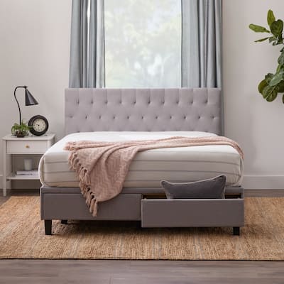 Brookside Morgan Upholstered Platform Bed Frame with Headboard and Drawers 