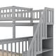 preview thumbnail 6 of 7, Grey Twin over Full Bunk Bed with Trundle. with Multiple Storage Spaces and Stairs with Handrails