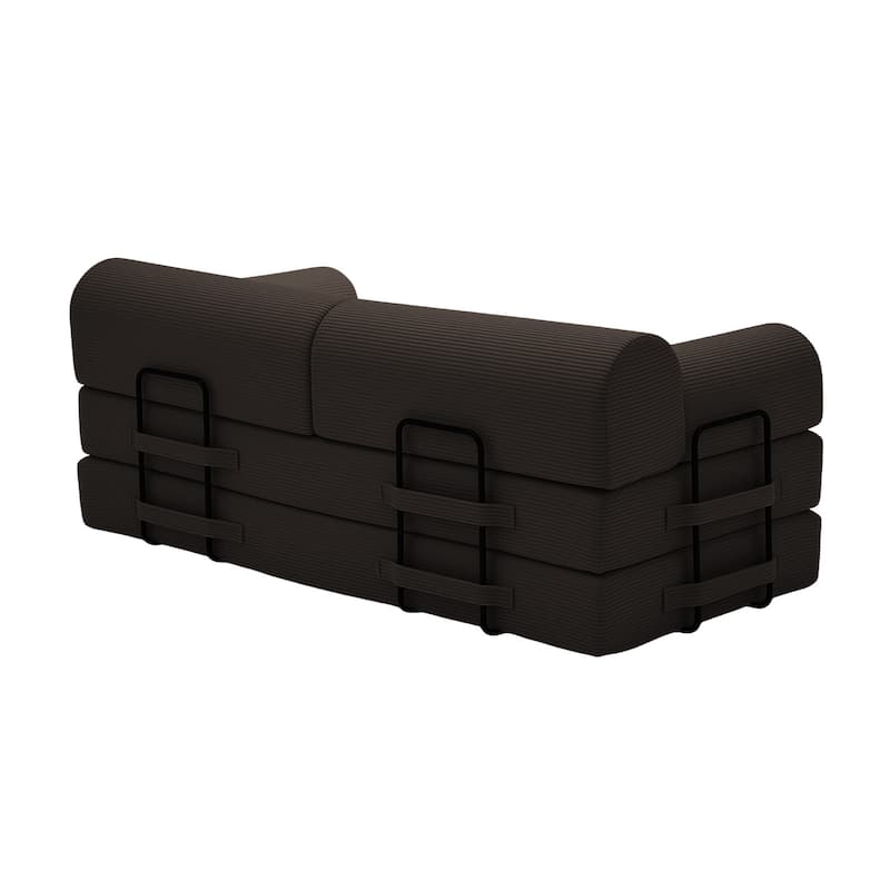 Convertible Sofa Bed Multifunctional Folding Sofa Couch Living Room 3-Seater Sofa Couch Settee, Brown