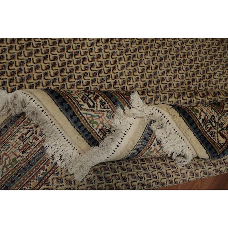 Hand Knotted Oriental 100% Wool Carpet Traditional Geometric Beige & Ivories Botemir Area Rug - 8' 11'' X 6' 2''