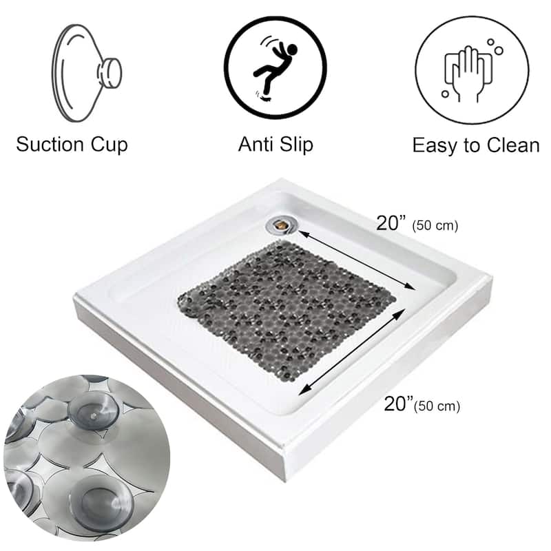 Bubbles Non-Slip Square Shower Mat 20 L X 20 W