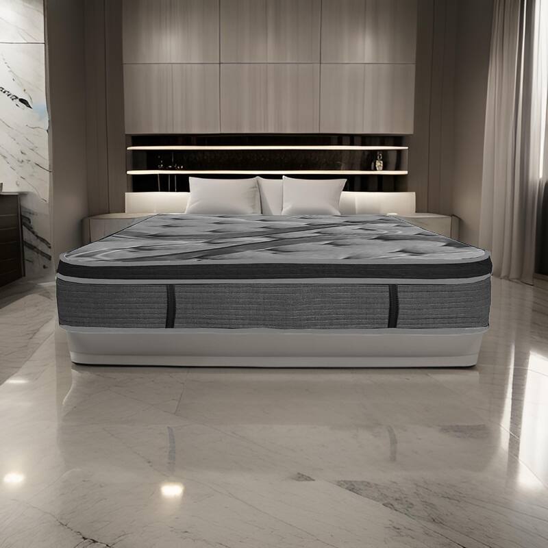 Kavi 14 Inch Queen Size Mattress, Pocket Coil Hybrid, Memory Foam, Knitted