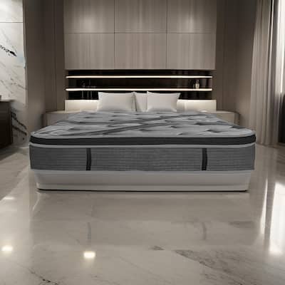 Kavi 14 Inch Queen Size Mattress, Pocket Coil Hybrid, Memory Foam, Knitted