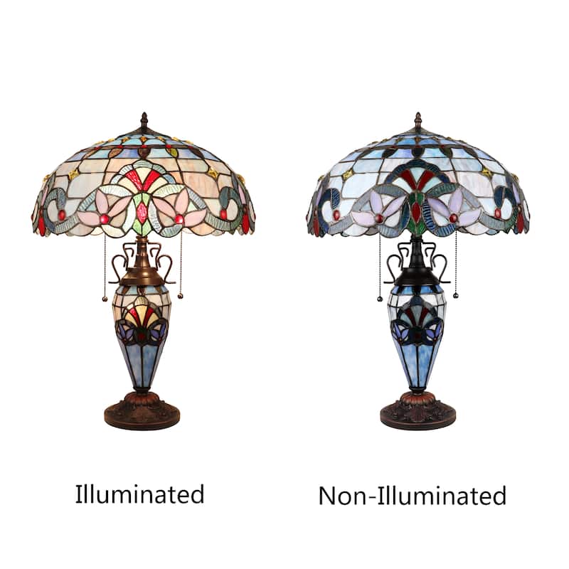 Tiffany Style Victorian Design 2+1-light Dark Bronze Table Lamp