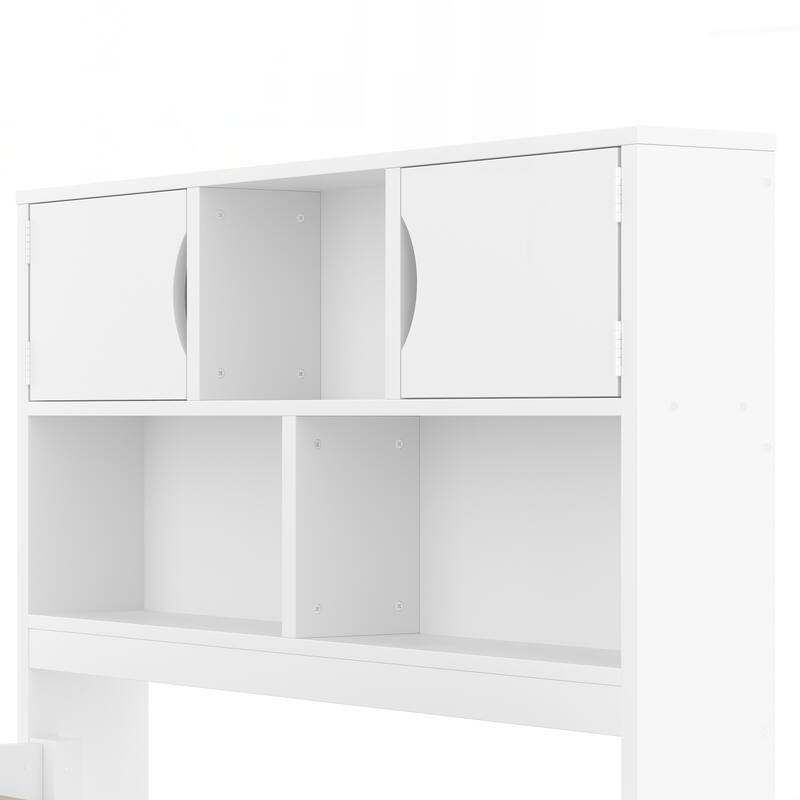 Twin Size Captain Platform Bed Frame with Storage Bookcases and Shelves