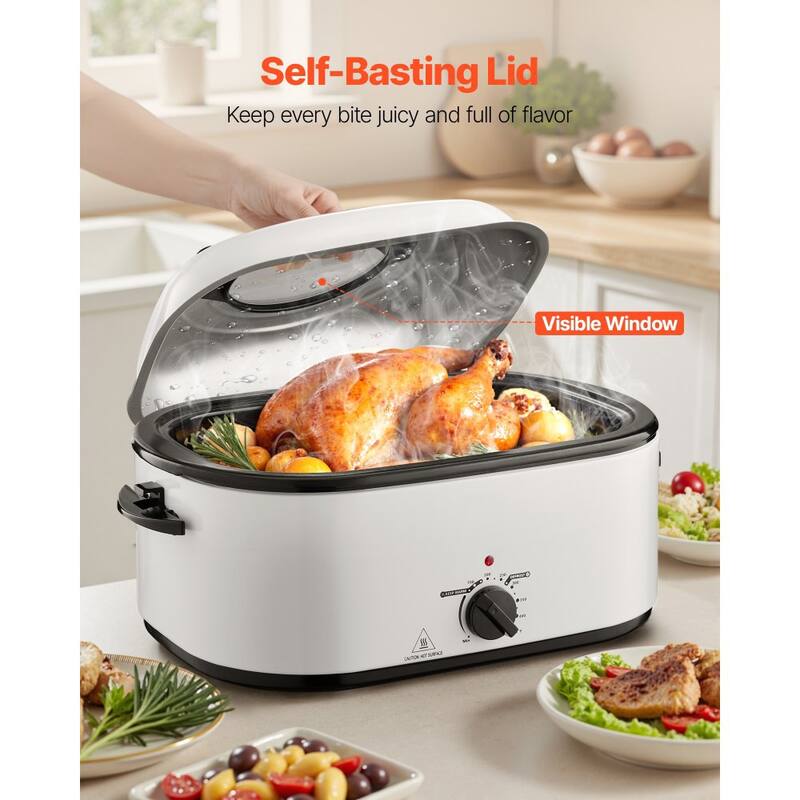 Black-Silver 26QT Electric Roaster Oven with Self-Basting Lid and Rack - 23.23 x 15.67 x 13.58 inch