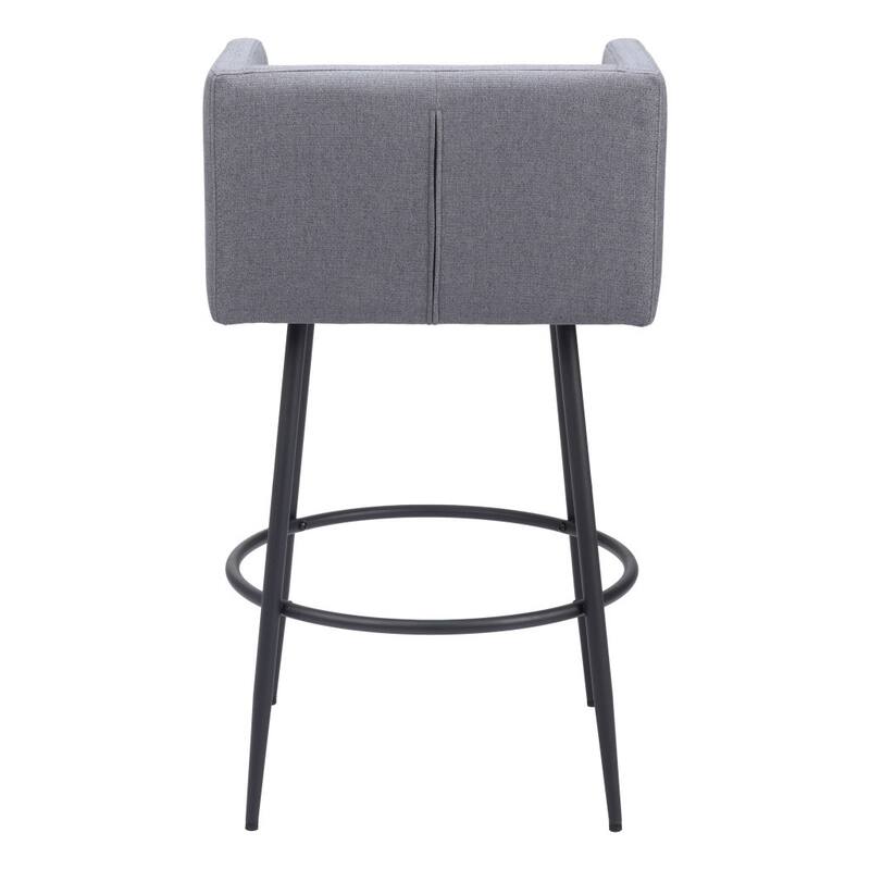 HomeRoots Set of Two 31" Gray and Black Fabric and Steel Bar Height Bar Chairs