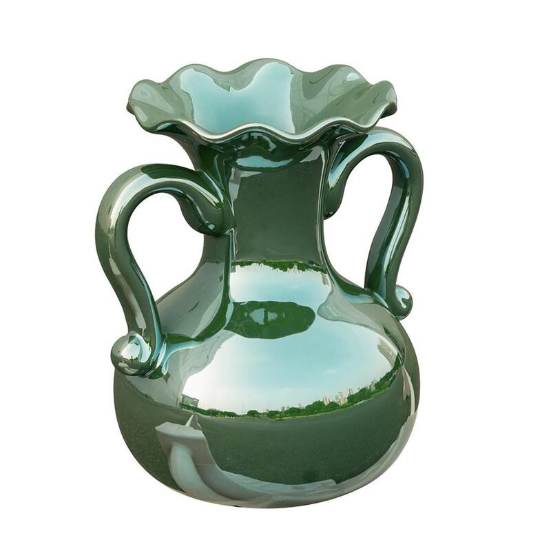 9" Hunter Green Amphora Ceramic Table Vase - 8.50