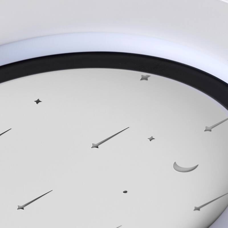 1-Light Decorated with Stars and Moon Circular Shape LED Flush Mount Lighting - 19"D×19"W×19"H