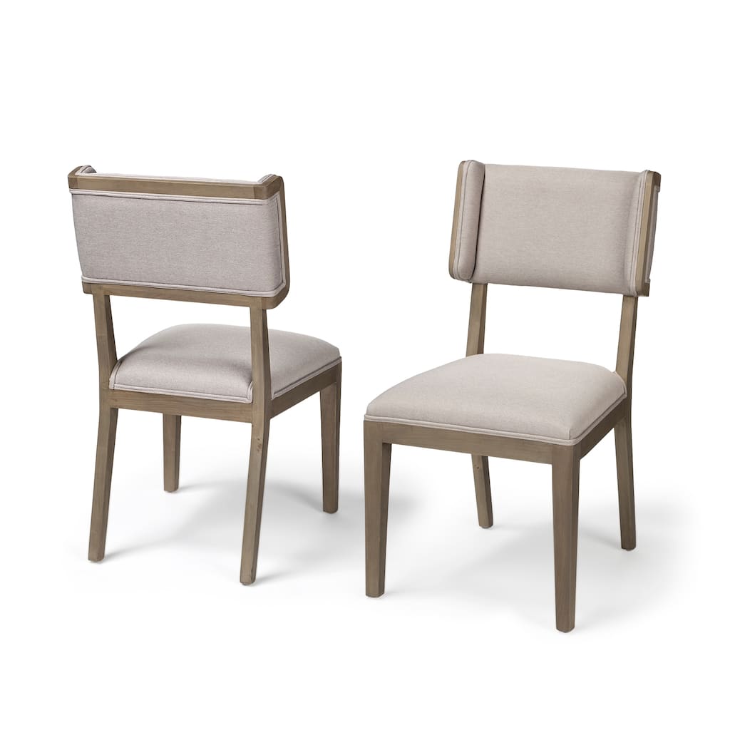 Tenton Grey Fabric Wrap Seat With Medium Brown Solid Wood Frame Dining Chair (Set of 2) - 23.5L x 19.0W x 36.8H