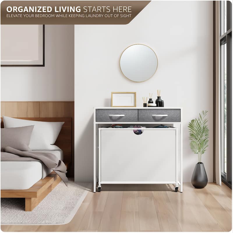 Sorbus Dresser with 3 Section Laundry Hamper Pull-Out with Wheels and 2 Drawers Laundry Room Organization