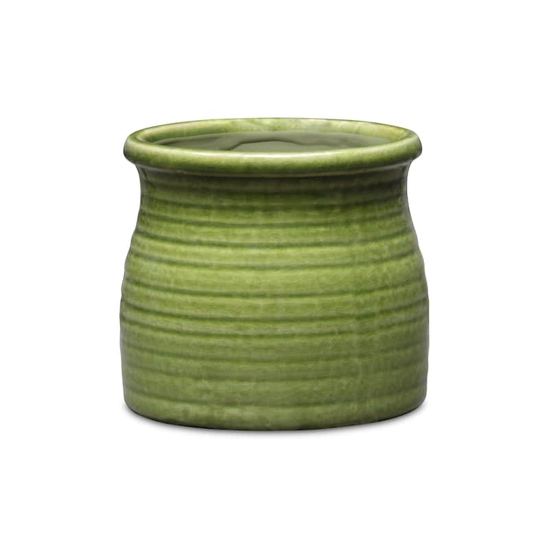 Kifon Curved Ceramic Ceramic Pot - Olive Green - Medium