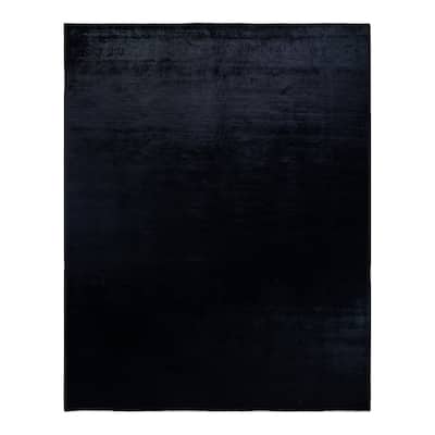 Overton Hand Knotted Wool Vintage Inspired Modern Contemporary Overdyed Black Area Rug - 9' 5" x 12' 0"