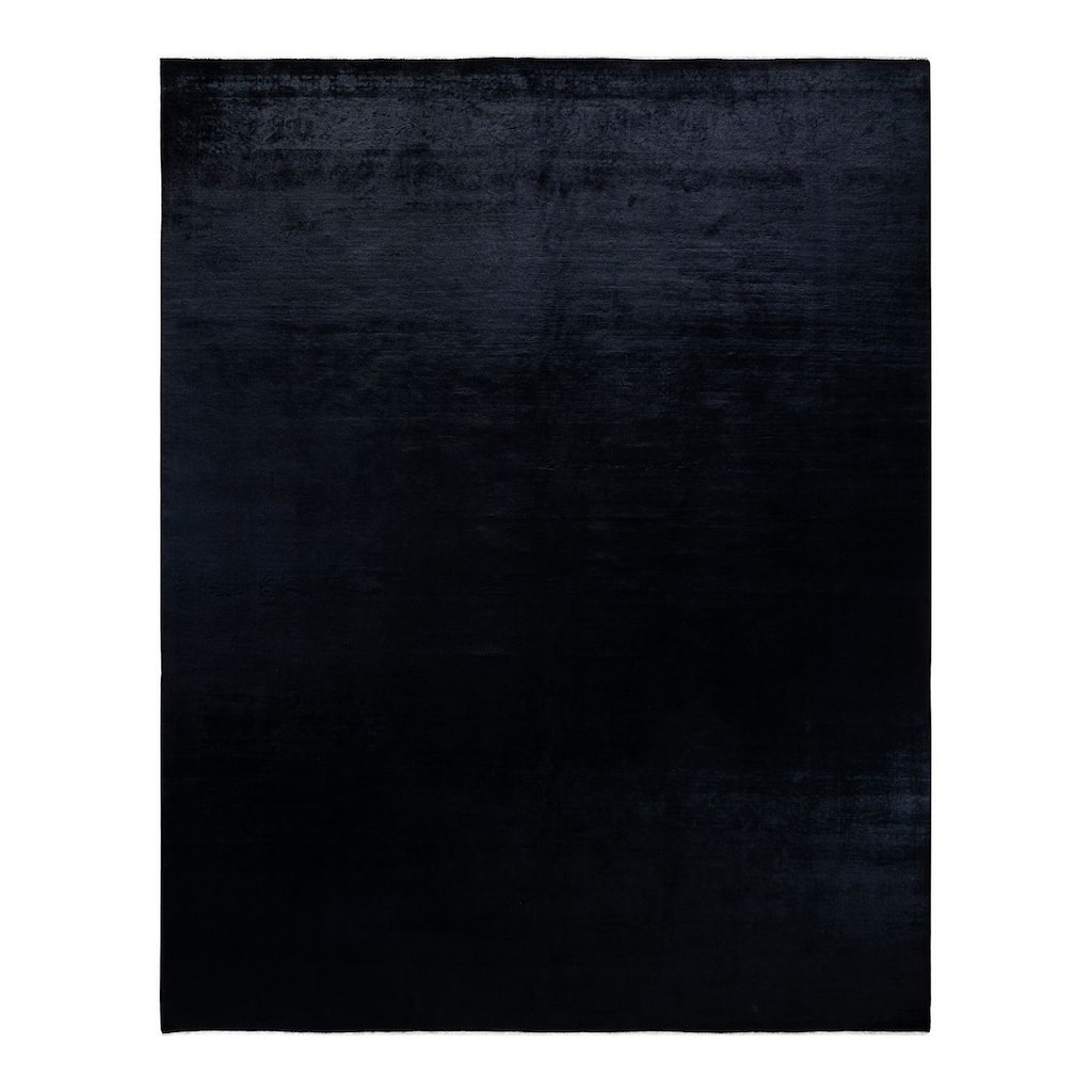 Overton Hand Knotted Wool Vintage Inspired Modern Contemporary Overdyed Black Area Rug - 9' 5" x 12' 0"