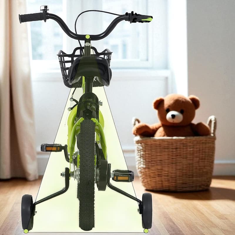 18 Inch Kids Bike with Training Wheels & Kickstand, Adjustable Saddle & Handlebar, Boys & Girls Ages 5-10