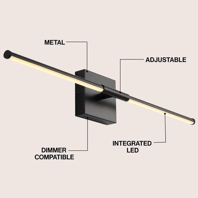 28" Dimmable Integrated LED Metal Wall Sconce, by JONATHAN Y