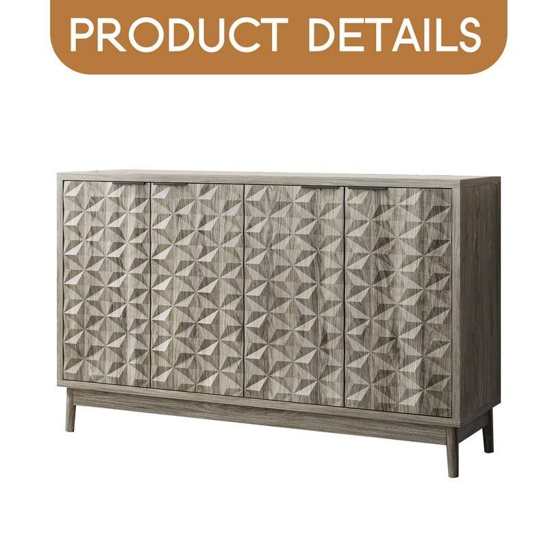 Modern Style Buffet Cabinet,Sideboard Buffet Cabinet With Storage,Storage Cabinet with 4 Diamond-shaped relief Doors
