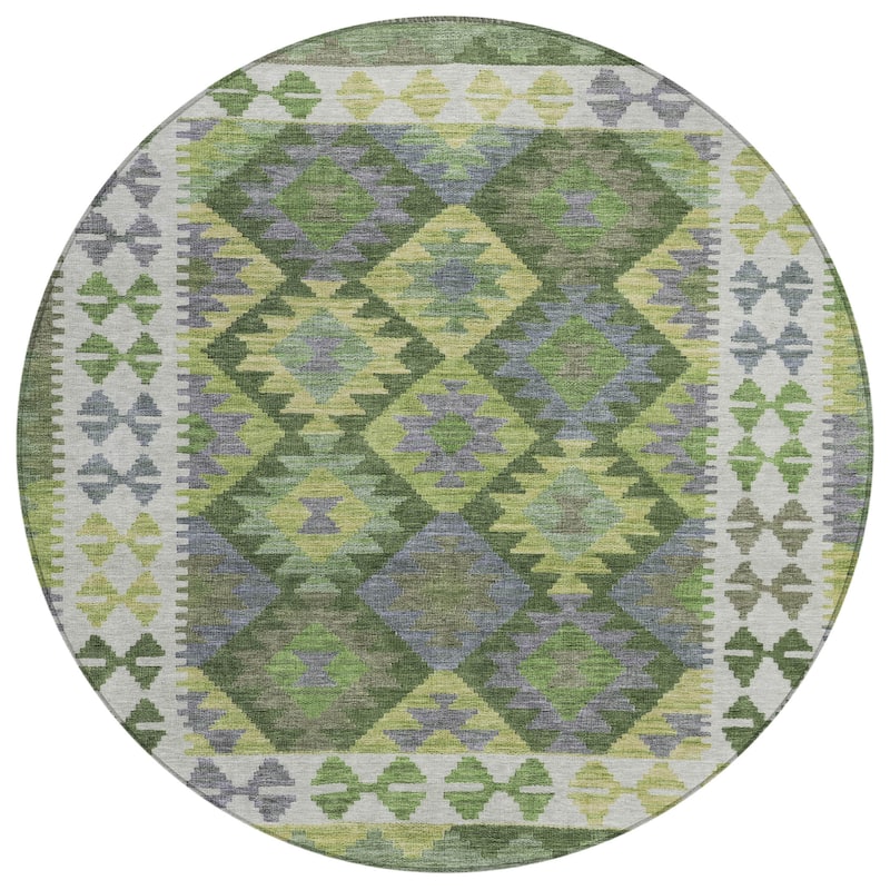 Machine Washable Indoor/ Outdoor Boho Global Chantille Rug