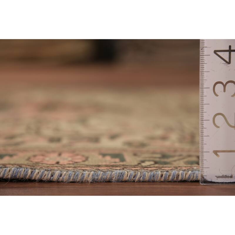 Pink & Beige Floral Tabriz Persian Foyer Rug Handmade Wool Carpet - 3'3"x 4'10"