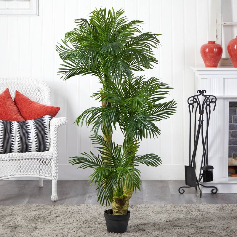 5Ft Artificial Palm Tree - Global Glam Indoor Tree, Realistic Green Fronds, 60" Tall Decor - 5ft.