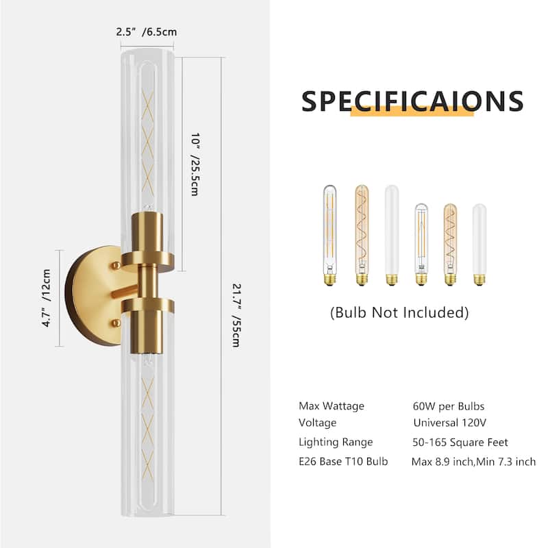 Modern Gold Bathroom Sconces Set of 2