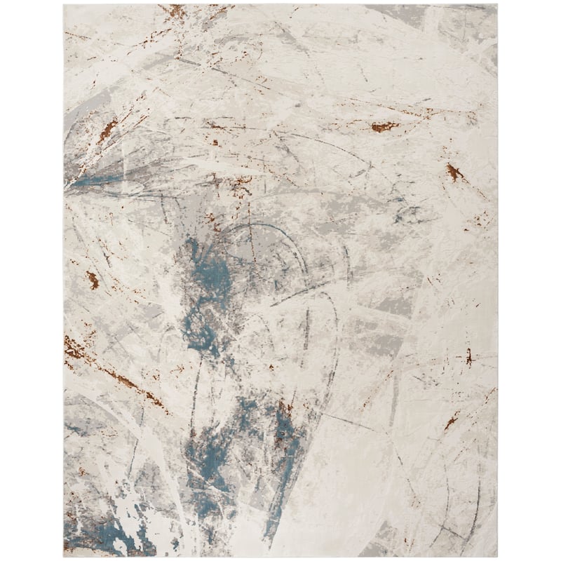 Nourison Desire Indoor only Grey Abstract Area Rug - 7' 10" x 9' 10" - Grey/Blue/Ivory - Rectangle