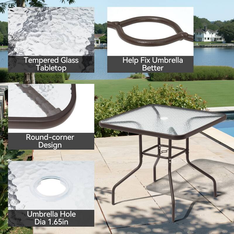 VredHom Outdoor 5-Piece Patio Dining Set with Folding Chairs