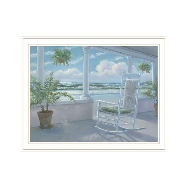 TrendyDecor4U Coastal "Coastal Porch I" Framed Print Wall Art - White