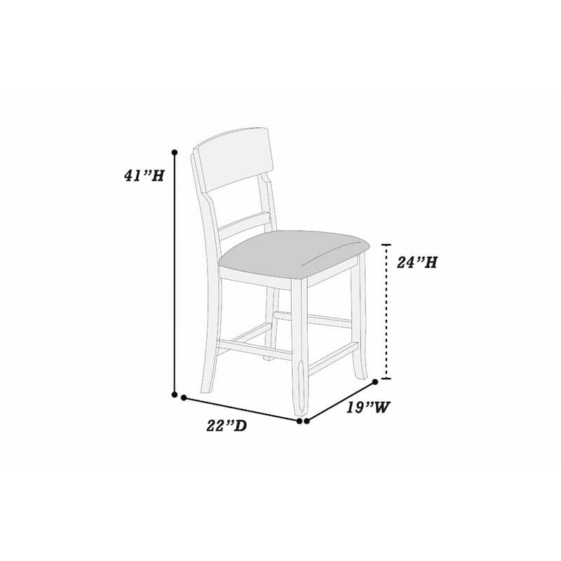 Keyan Counter Height Chair, Set of 2, Foam Gray Fabric Seat, Antique White Wood