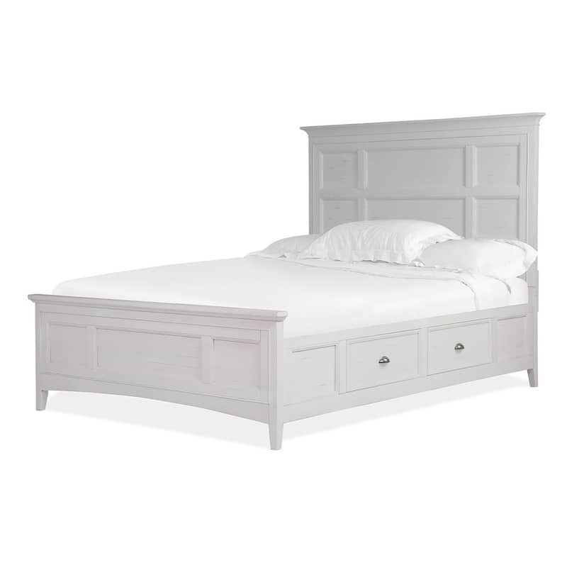 Magnussen Home Heron Cove Chalk White And Dovetail Grey Panel Storage Bed - Queen