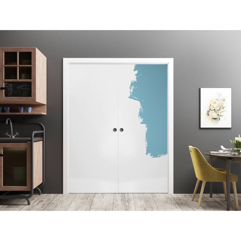 Slab Barn Door Panel 18 x 80 inches | Planum 0010 Primed | Sturdy Finished Interior Doors | Pocket Closet Sliding
