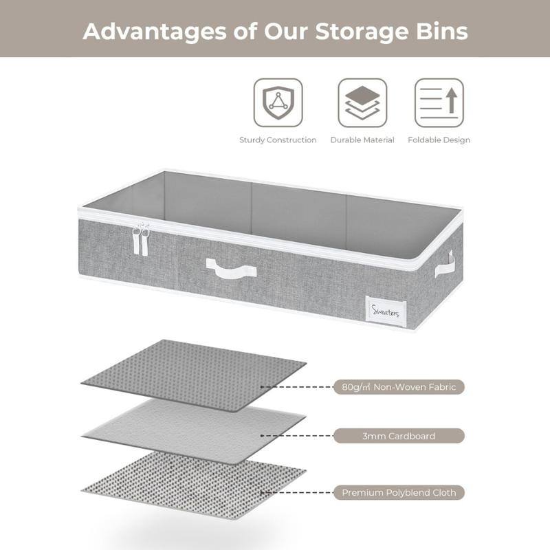Underbed Storage,Fabric Organizers with Reinforced Handles & Label Holders,2-Pack