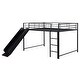 preview thumbnail 12 of 18, Full over Full Size Metal Bunk Bed with Slide and Guardrails,,Industrial Minimalist Metal Bed-Black